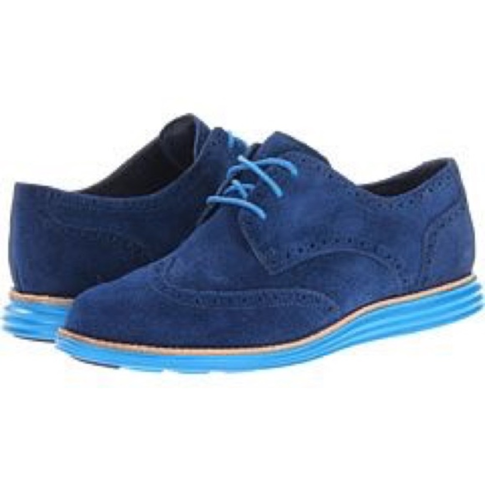 Cole Haan • Blue Suede Lunargrand Wingtip Oxfords